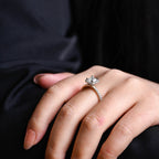 Solid Gold Two Tone Princess Moissanite Engagement Ring, Halo Bridal Ring