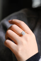 Solid Gold Oval Cut Moissanite Engagement Ring, Two Tone Ring
