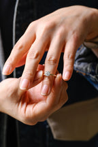 Solid Gold Round Cut Moissanite Engagement Ring, Hammered Ring