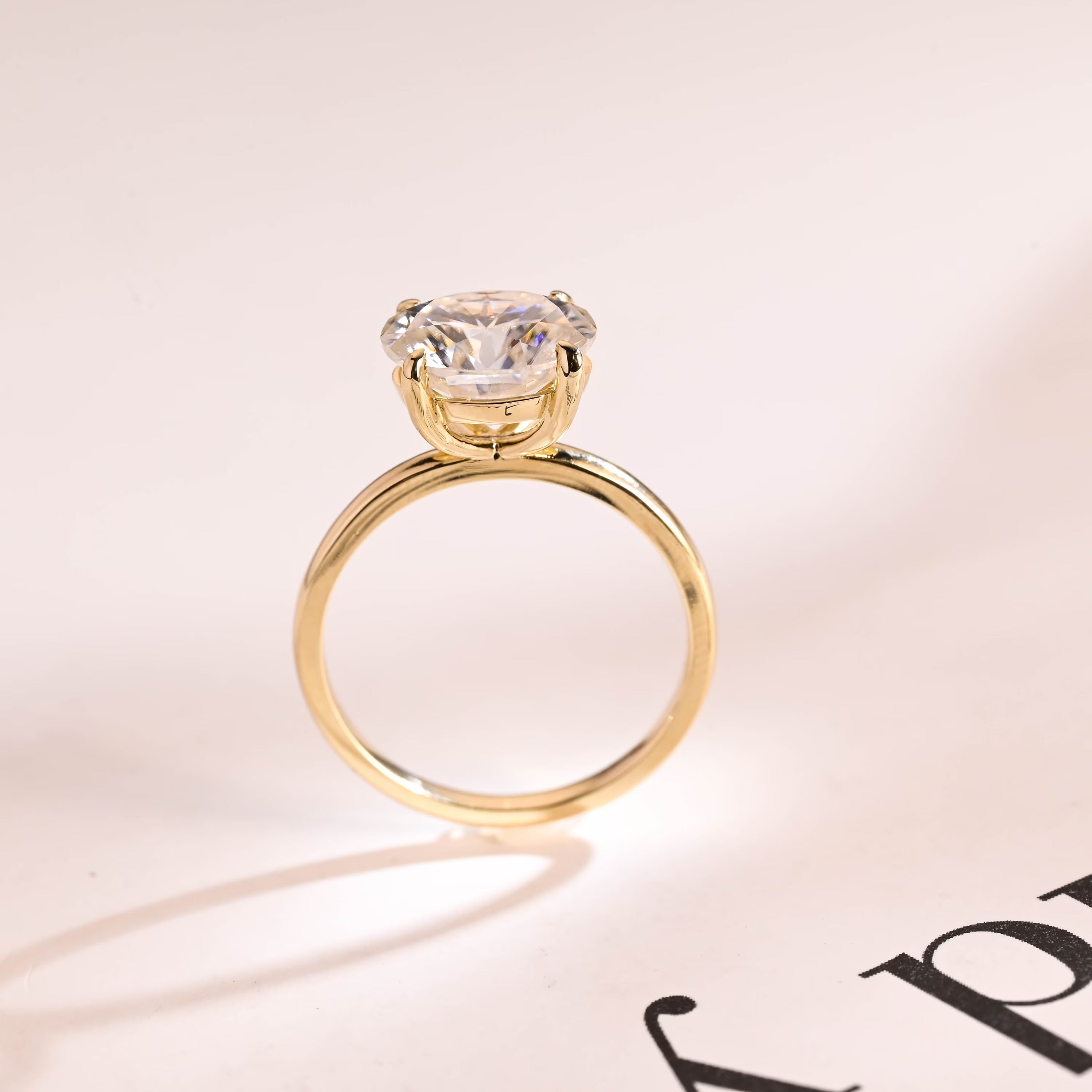Solid Gold East-West Solitaire Oval Cut Moissanite Engagement Ring, Promise Ring