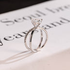 Solid Gold Trillion Cut Moissanite Engagement Ring, Double Band Open Shank Twisted Ring