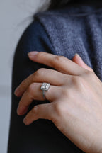 Solid Gold Princess Cut Moissanite Engagement Ring, Promise Ring