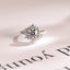 Solid Gold Sunflower Round Moissanite Engagement Ring, Half Eternity Promise Ring