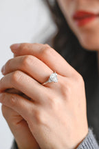 Solid Gold Pear Moissanite Engagement Ring with Accent Stone, Tear Drop Ring