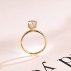 Solid Gold Tulip Floral Hidden Halo Round Moissanite Engagement Ring, Anniversary Gift for Her