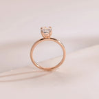 Solid Gold Double Prongs Oval Moissanite Engagement Ring, Promise Ring