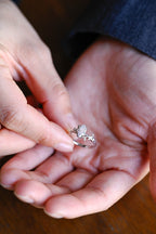 Solid Gold Leaf Ring, Marquise Moissanite Engagement Ring, Proposal Ring