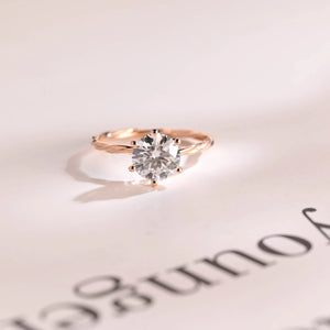 Solid Gold Moissanite Engagement Ring, Twisted Rope Band