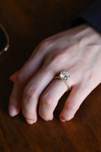 Solid Gold Hidden Halo Round Moissanite Engagement Ring, Anniversary Gift