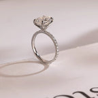 Solid Gold Crushed Ice Elongated Oval Moissanite Engagement Ring