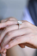 Solid Gold Oval Moissanite Engagement Ring with Ruby & Emerald (Copy)