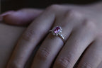 Solid Gold Oval Cut Moissanite Purple Sapphire Engagement Ring