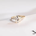 Solid Gold Oval Moissanite Engagement Ring, Half Pave Promise Ring