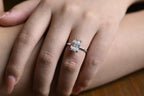 Solid Gold Double Prongs Emerald Cut Moissanite Engagement Ring, Promise Ring
