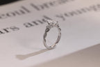 Solid Gold Pear Moissanite Engagement Ring, Twisted Band Half Eternity Bridal Ring