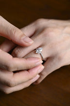 Solid Gold Pear Moissanite Engagement Ring with Accent Stone, Tear Drop Ring