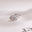 Solid Gold Hidden Halo Round Moissanite Engagement Ring, Half Eternity Promise Ring