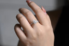 Solid Gold Tulip Flower Pave Pear Moissanite Engagement Ring, Promise Ring