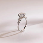 Solid Gold Round Cut Moissanite Engagement Ring, Anniversary for Her