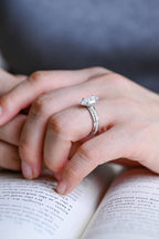 Solid Gold 4mm Wide Band, Marquise Moissanite Engagement Ring