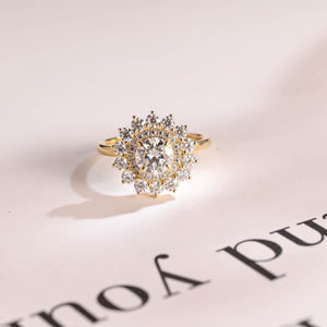 Solid Gold Round Cut Moissanite Engagement Ring, Promise Ring