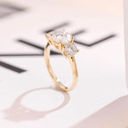Solid Gold Three Stone Round Cut Moissanite Engagement Ring
