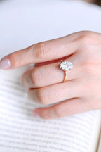 Solid Gold Oval Moissanite Engagement Ring, Six Prongs Promise Ring