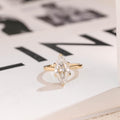 Solid Gold Tulip Floral Ring, Marquise Moissanite Engagement Ring, Cathedral Ring