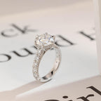 Solid Gold Round Moissanite Engagement Ring, 3.5mm Wide Band Ring