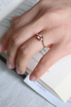 Solid Gold Oval Cut Moissanite Pink Sapphire Engagement Ring, Promise Ring