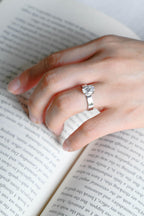 Solid Gold 4mm Band Oval Cut Moissanite Engagement Ring, Promise Ring