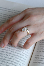 Solid Gold 3.5mm Wide Band Marquise Moissanite Engagement Ring