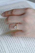 Solid Gold Six Prongs Oval Moissanite Engagement Ring with Bar, Promise Ring