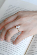 Solid Gold Two Tone Pear Cut Moissanite Engagement Ring, Unique Anniversary Ring
