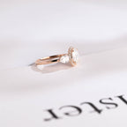 Solid Gold Three Stone Oval Cut Moissanite Engagement Ring