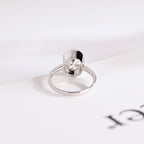 Solid Gold Oval Cut Crushed Ice Moissanite Engagement Ring with Bezel