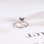 Solid Gold Princess Cut Moissanite Engagement Ring, Art Deco Ring