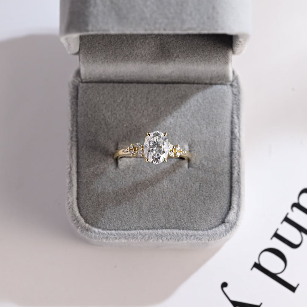 Solid Gold Oval Cut Moissanite Engagement Ring, Promise Ring