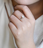 Solid Gold Pear Cut Moissanite Engagement Ring,