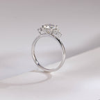 Three Stone Round Moissanite Engagement Ring, Solid Gold Dainty Anniversary Ring