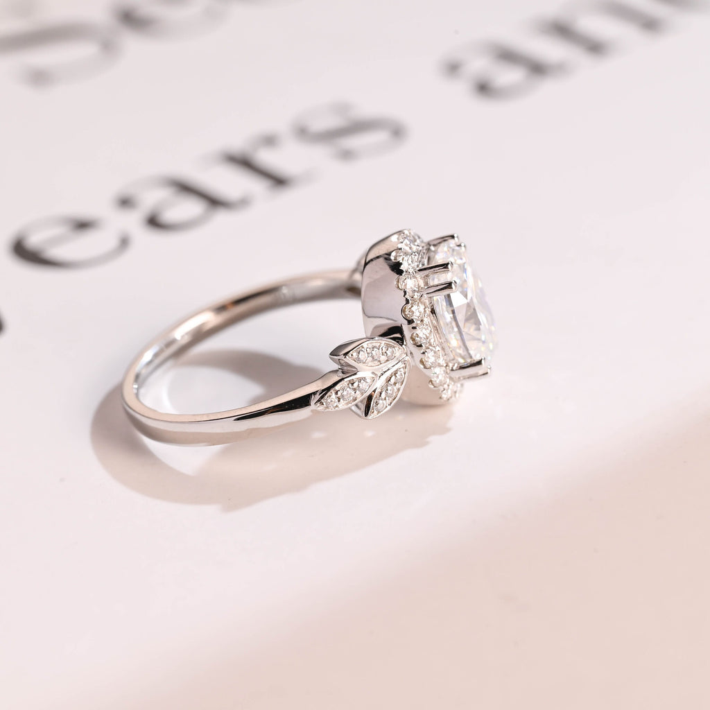 Solid Gold Oval Cut Moissanite Engagement Ring, Wedding Ring