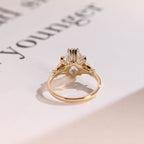 Solid Gold Oval Moissanite Engagement Ring, Filigree Wedding Ring