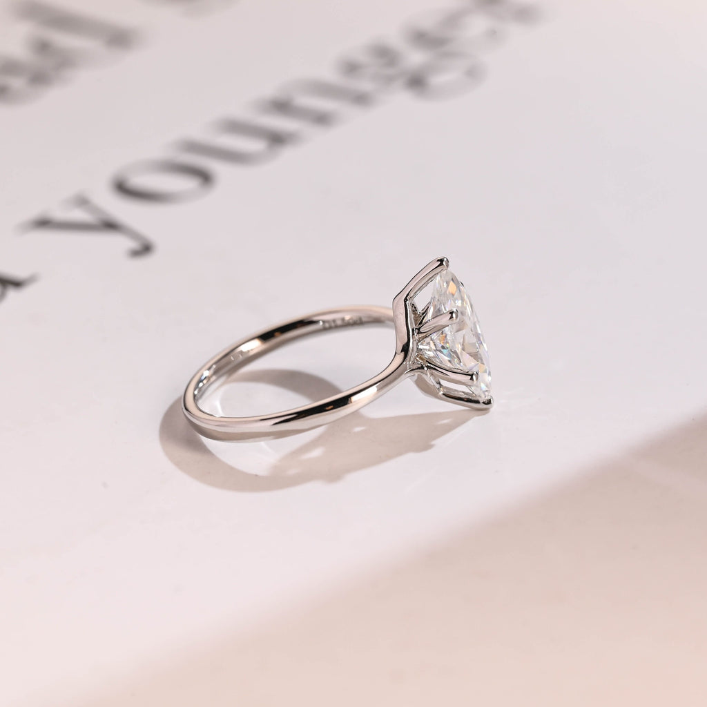 Solid Gold Marquise Cut Moissanite Engagement Ring, Promise Ring