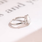 Solid Gold Pear Moissanite Engagement Ring, Proposal Ring for Her