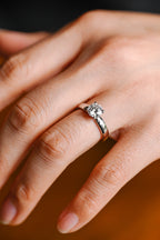 Solid Gold Minimalist Round Moissanite Engagement Ring, 3.5mm Width Band Ring