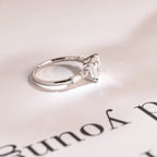 Solid Gold Princess Cut Moissanite Engagement Ring, Dainty Promise Ring