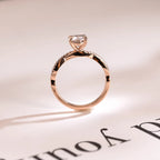 Solid Gold Round Moissanite Engagement Ring, Twisted Band Half Pave Anniversary Ring