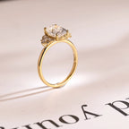 Solid Gold Oval Cut Moissanite Engagement Ring, Anniversary Gift for Women