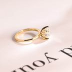 Solid Gold East-West Solitaire Oval Cut Moissanite Engagement Ring, Promise Ring
