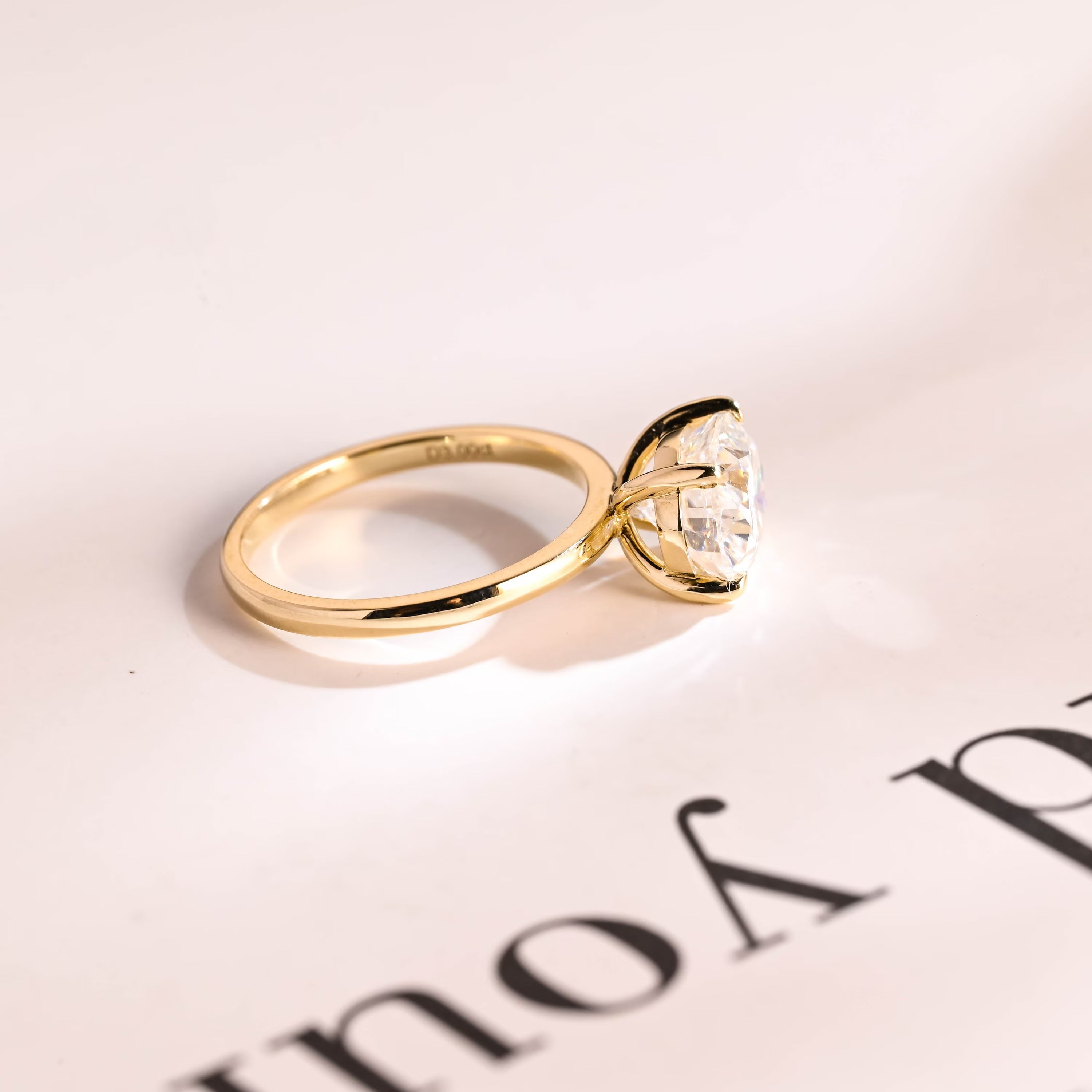 Solid Gold East-West Solitaire Oval Cut Moissanite Engagement Ring, Promise Ring